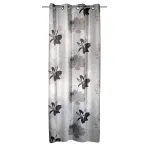Draperie blackout gri cu inele Vegas, model floral, 135 x 245 cm