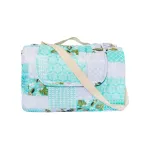 Pătură picnic impermeabilă Somnart Green Flowers, microfibră, 180x200 cm