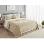 Cuvertură de pat velour crem Somnart, matlasată, 220x240 cm, reversibilă