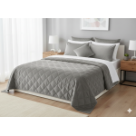 Cuvertura de pat velour matlasata reversibila SomnArt 220x240 cm gri