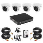 Sistem supraveghere Hikvision HiWatch, 4 camere, 5MP, Infrarosu 20m, DVR 4 canale, HDD 500GB, Accesorii montaj SafetyGuard Surveillance