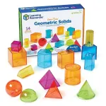 Set forme geometrice 3D transparente colorate pentru invatare