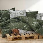 Lenjerie de pat verde din bumbac ranforce, 4 piese, 200x230, RNFN 254