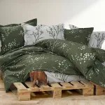 Lenjerie de pat verde din bumbac ranforce, 4 piese, 200x230, RNFN 254