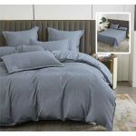 Lenjerie de pat 6 piese antracit Natur Uni Baroque 200x230 cu 4 fete de perna