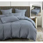 Lenjerie de pat 6 piese antracit Natur Uni Baroque 200x230 cu 4 fete de perna