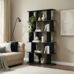 Bibliotecă Gäljami cu 5 rafturi, negru, 180x100x35 cm