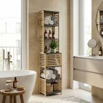 Raft de baie Kydesby din bambus, natur/gri, 170 x 39 x 30 cm