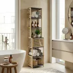 Raft de baie Kydesby din bambus, natur/gri, 170 x 39 x 30 cm