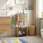 Raft de baie Kydesby din bambus, natur/gri, 83x38,5x30 cm