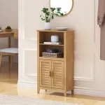 Dulap auxiliar din bambus Rirg 92x50x25 cm, natur, cu 2 uși