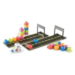 Joc matematic educativ Raliul numerelor cu masini si zaruri, 31 piese