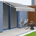 Marchiză retractabilă Bitonto 250x200 cm gri/alb pentru terasă și balcon