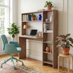 Birou cu raft integrat Onega, 143x114x40 cm, aspect lemn