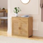 Pantofar Aarela din bambus cu sertar și 3 compartimente, 67x66x34 cm