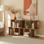 Bibliotecă joasă Gäljami 160x35x74 cm, finisaj nuc, [en.casa]