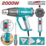 Pistol cu aer cald industrial TOTAL 2000W, temperatură reglabilă