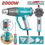 Pistol cu aer cald industrial TOTAL 2000W, temperatură reglabilă