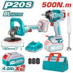 Kit combo TOTAL 20V cu masina de insurubat, polizor de lustruit si blender