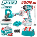Kit combo TOTAL 20V cu masina de insurubat, polizor de lustruit si blender