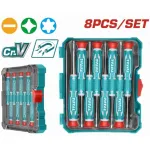 Set 8 surubelnite de precizie TOTAL CR-V magnetice, cu trusa