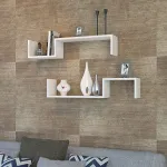 Set 2 rafturi de perete Gram albe, design modern, 95,4 cm