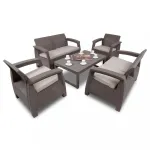 Set mobilier de grădină Curver Corfu Large II Lyon 6+1 cappuccino