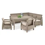 Set mobilier de grădină Curver Corfu Relax Duo cu masă Futura, cappuccino