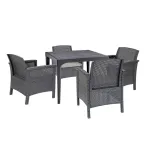 Set mobilier de grădină Leziter Rimer 4+1, grafit, cu perne