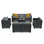 Set mobilier de grădină Leziter City Large, 7 locuri, grafit