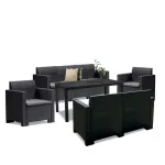Set mobilier de grădină Leziter Nero IV Large, 7 locuri, grafit