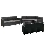 Set mobilier de grădină de colț Leziter Nero V, 11 locuri, grafit