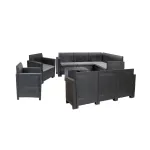 Set mobilier de grădină colțar Leziter Nero VI, 10 locuri, grafit