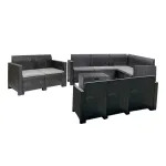 Set mobilier de grădină de colț Leziter Nero VII, 10 locuri, grafit