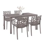 Set mobilier de grădină Leziter Nassau 4+1, cappuccino, 4 scaune și masă