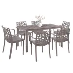 Set mobilier de grădină Nassau 6+1, cappuccino, masă și 6 scaune