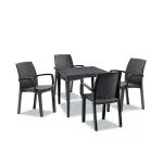 Set mobilier de grădină Leziter Natale 4+1, grafit, masă și 4 scaune