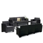 Set mobilier de grădină Leziter Nero IV, 8 locuri, grafit