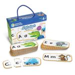 Puzzle alfabet educativ pentru copii, 26 seturi autocorective, 3 piese