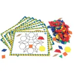 Set educativ mozaic cu forme geometrice și carduri, 124 piese