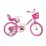 Bicicleta pentru copii 14 inch Unicorn cu roti ajutatoare si cosuri