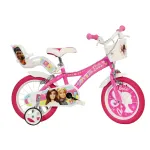 Bicicletă pentru copii 16 inch Barbie roz cu roți ajutătoare