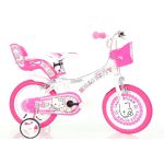 Bicicletă pentru copii 16 inch Hello Kitty, cu roți ajutătoare și coșuri