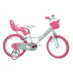 Bicicletă pentru copii 16 inch Hello Kitty, cu roți ajutătoare și coșuleț