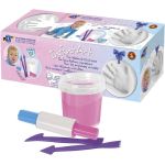 Kit amprenta pentru bebelusi roz cu pasta non-toxica si accesorii