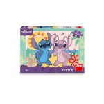 Puzzle XL cu Stitch si Angel la plaja, 100 piese mari, 5 ani+