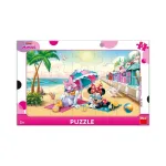 Puzzle cu rama Minnie si Daisy la plaja, 15 piese pentru copii 3+