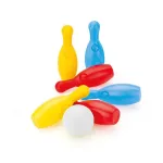 Set bowling pentru copii Fisher Price cu 6 popice colorate si minge