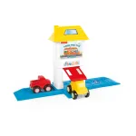 Set de constructie La plimbare cu 2 masinute si casuta, 18 piese