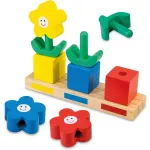 Joc de potrivire din lemn cu flori colorate pentru copii 1+